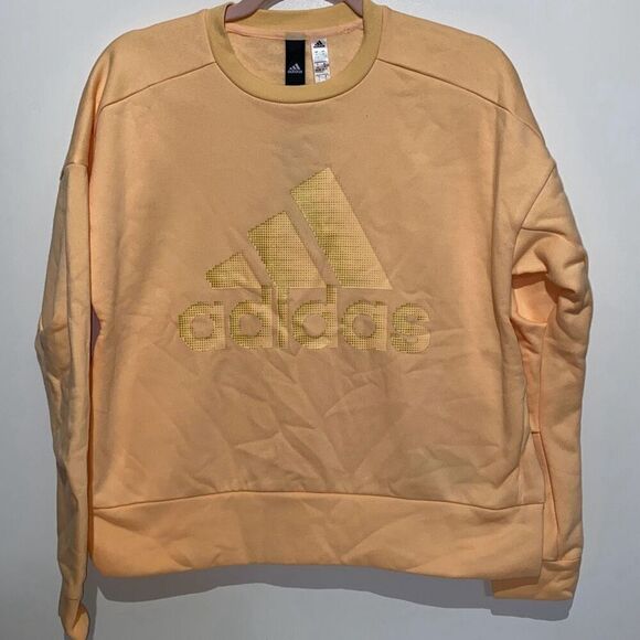 Adidas Sweaters - Adidas Womens Sweater Pullover Crewneck Sweatshirt Orange Small Glam Logo Snap S